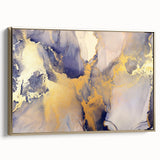 Celestial Depth – Contemporary Fluid Art Pieces in Gold and Blue