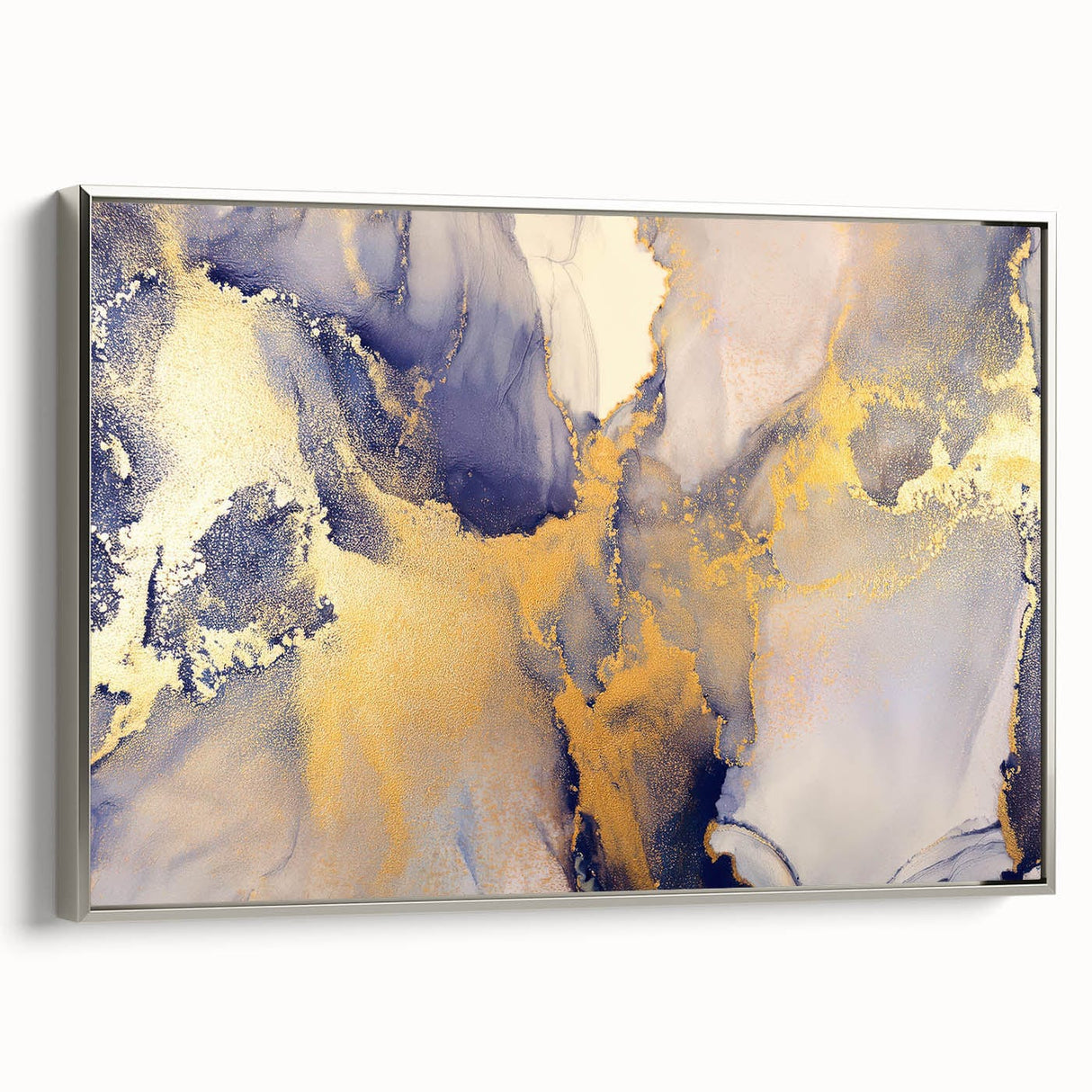 Celestial Depth – Contemporary Fluid Art Pieces in Gold and Blue