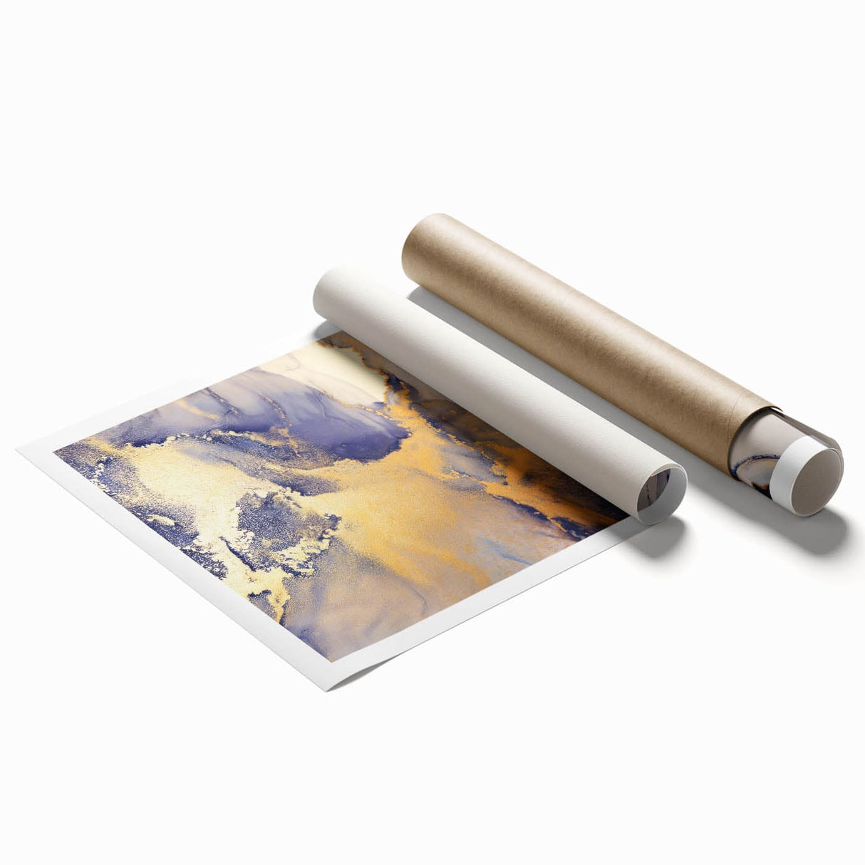 Celestial Depth – Contemporary Fluid Art Pieces in Gold and Blue