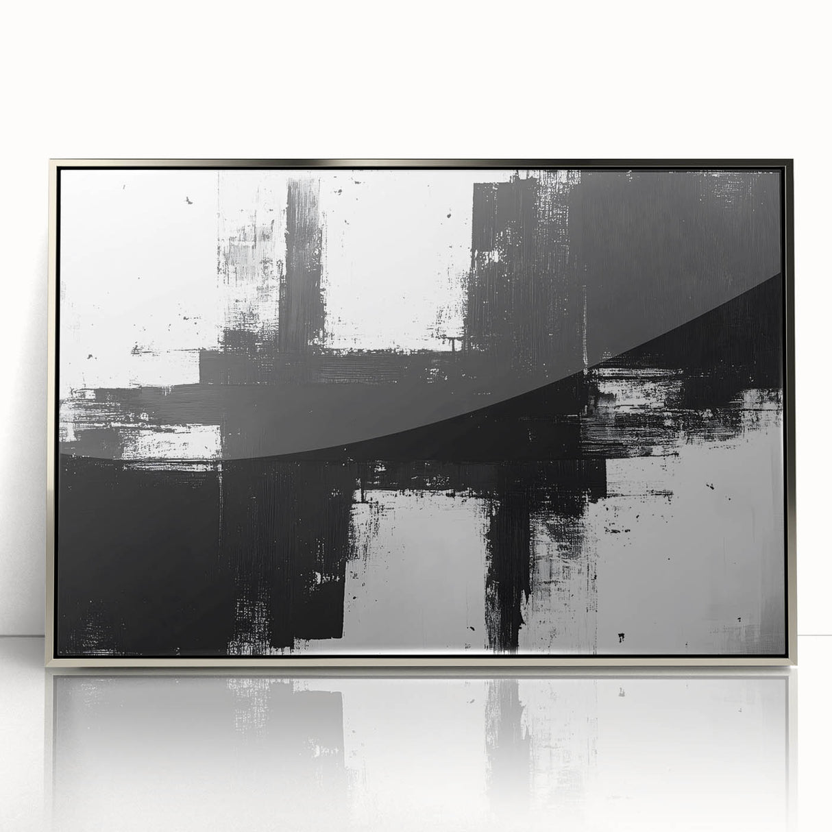 Black and White Geometric Wall Art - Modern Abstract Canvas Print