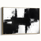 Black and White Geometric Wall Art - Modern Abstract Canvas Print