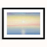 Minimalist Coastal Landscape Art – Pastel Ocean Sunrise Serenity