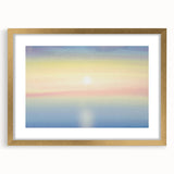 Minimalist Coastal Landscape Art – Pastel Ocean Sunrise Serenity