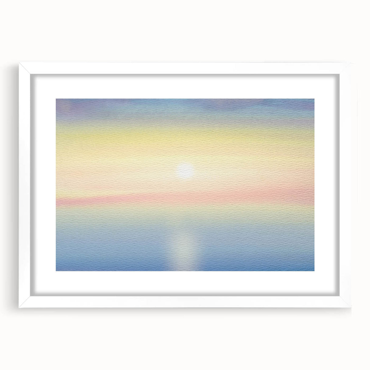 Minimalist Coastal Landscape Art – Pastel Ocean Sunrise Serenity