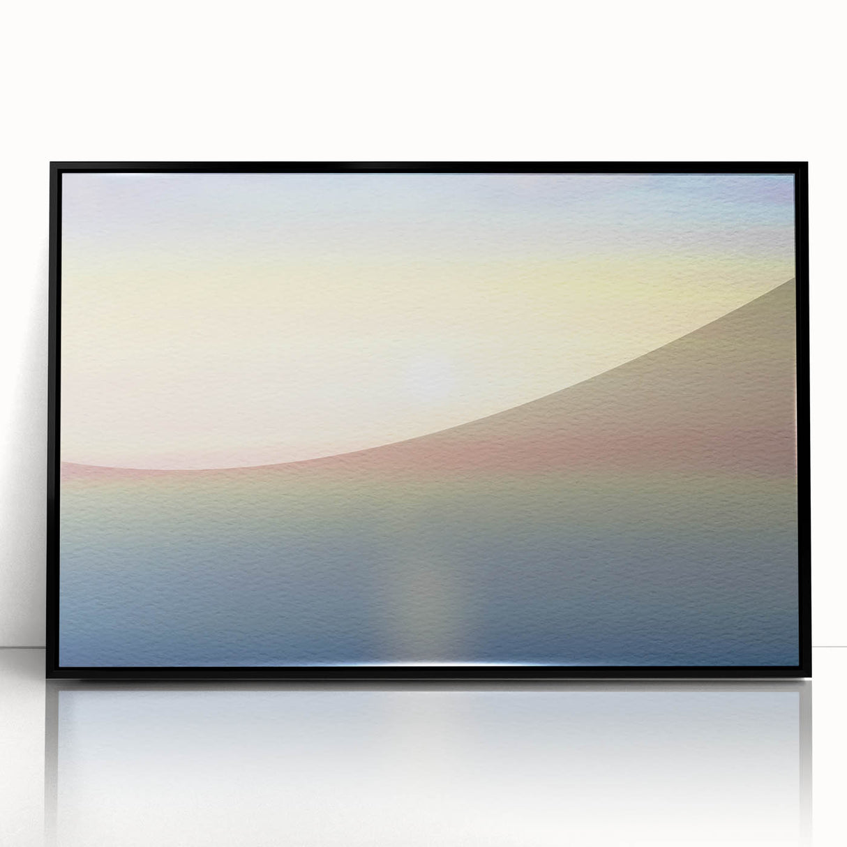 Minimalist Coastal Landscape Art – Pastel Ocean Sunrise Serenity