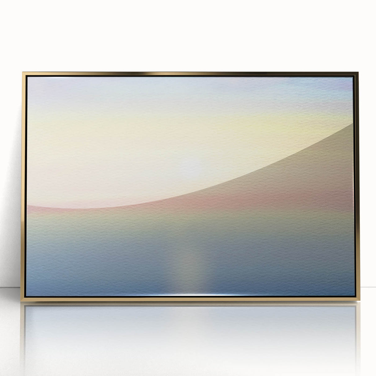 Minimalist Coastal Landscape Art – Pastel Ocean Sunrise Serenity
