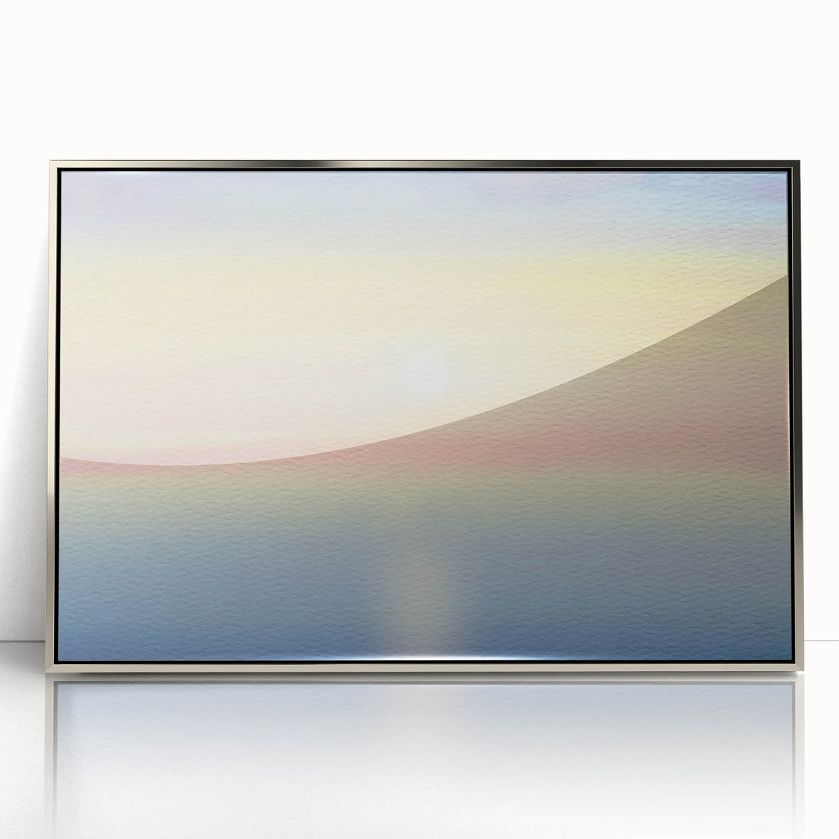 Minimalist Coastal Landscape Art – Pastel Ocean Sunrise Serenity