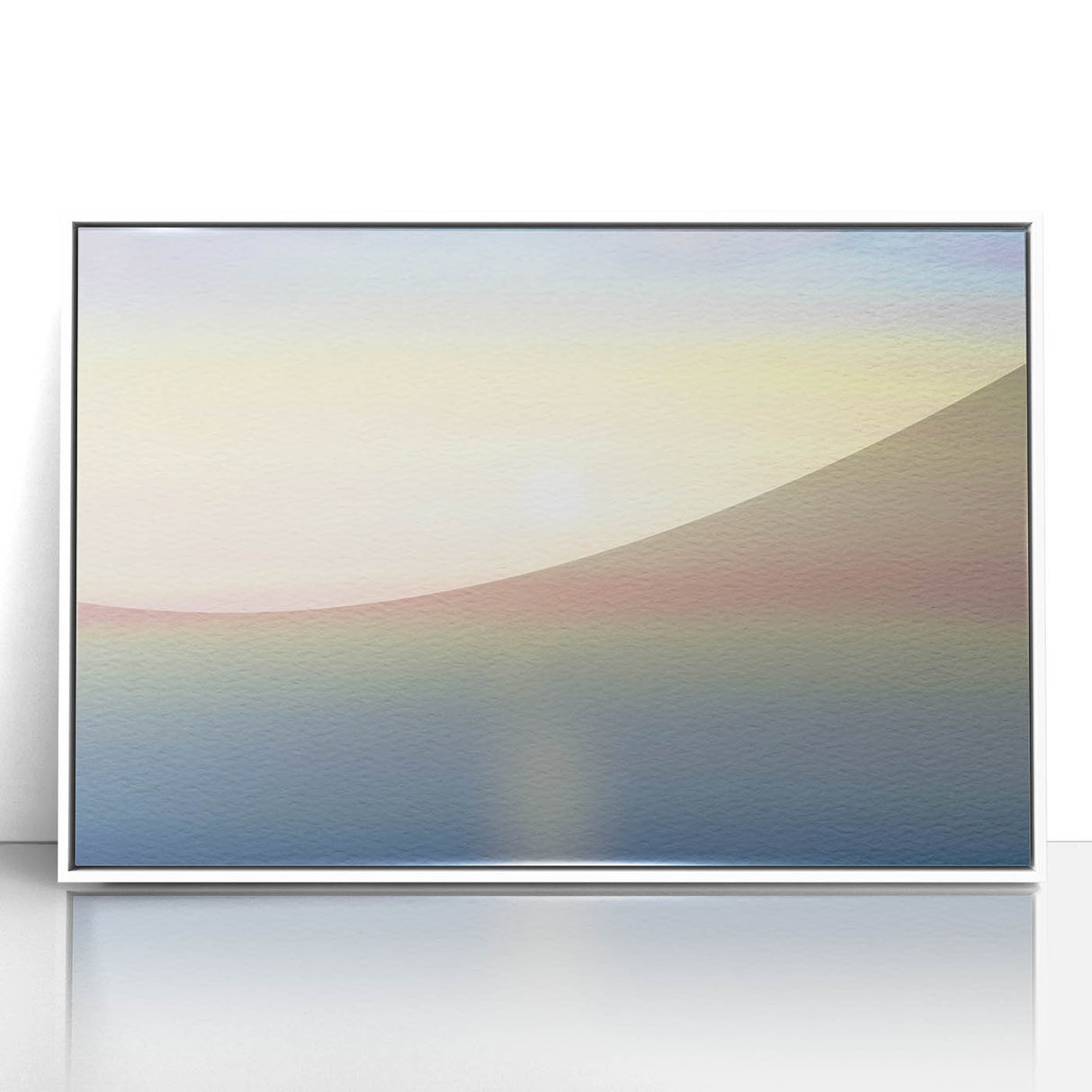 Minimalist Coastal Landscape Art – Pastel Ocean Sunrise Serenity