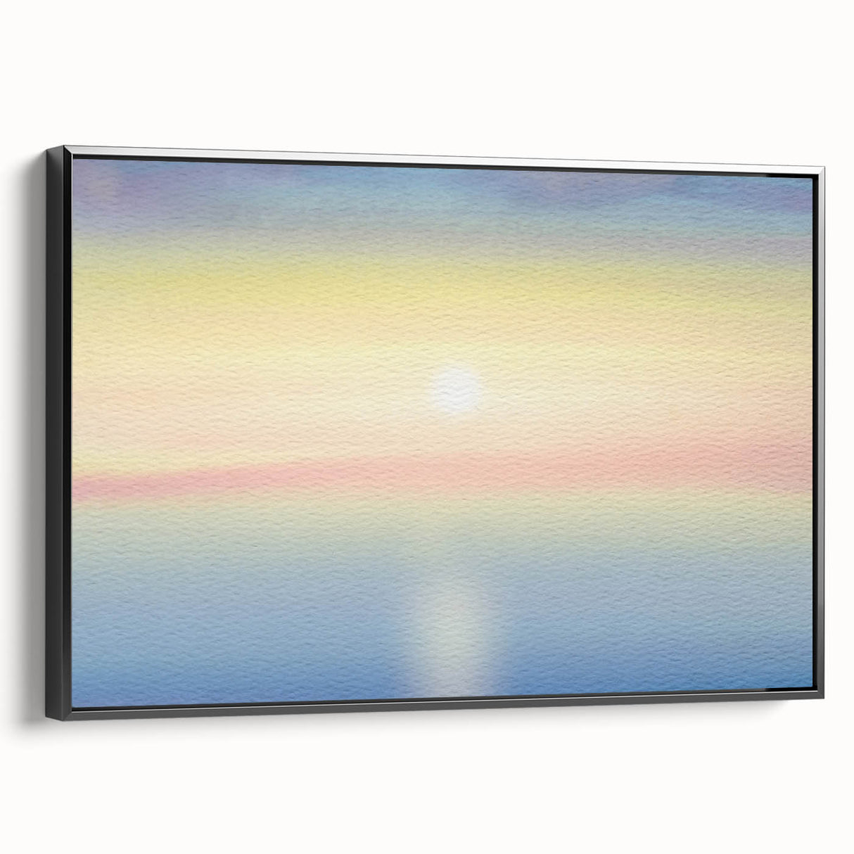 Minimalist Coastal Landscape Art – Pastel Ocean Sunrise Serenity