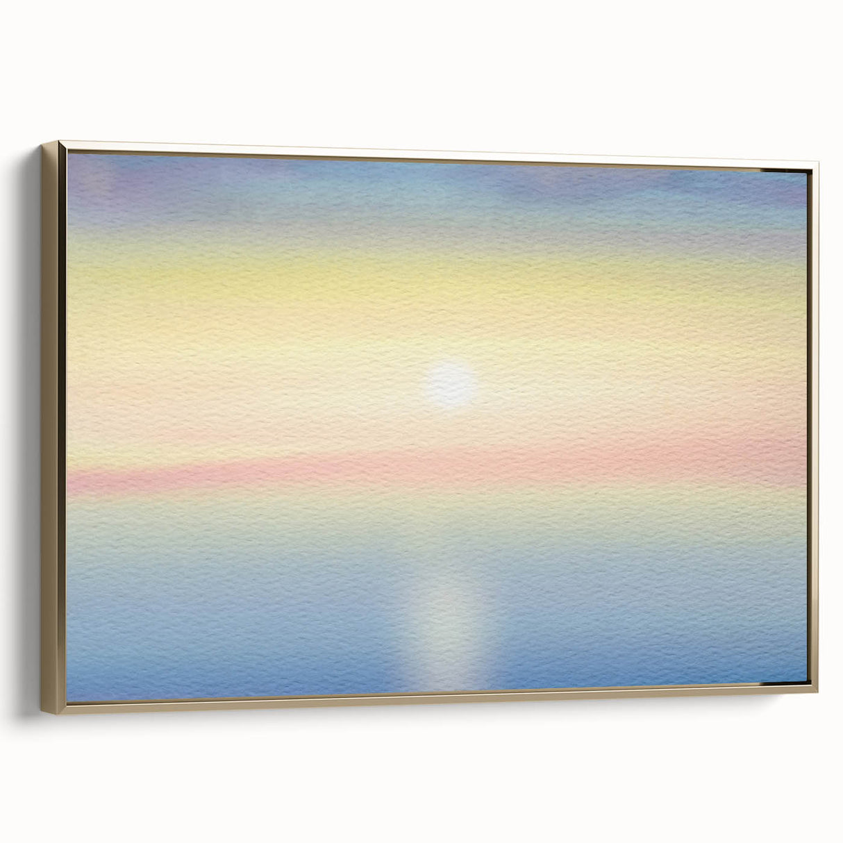 Minimalist Coastal Landscape Art – Pastel Ocean Sunrise Serenity