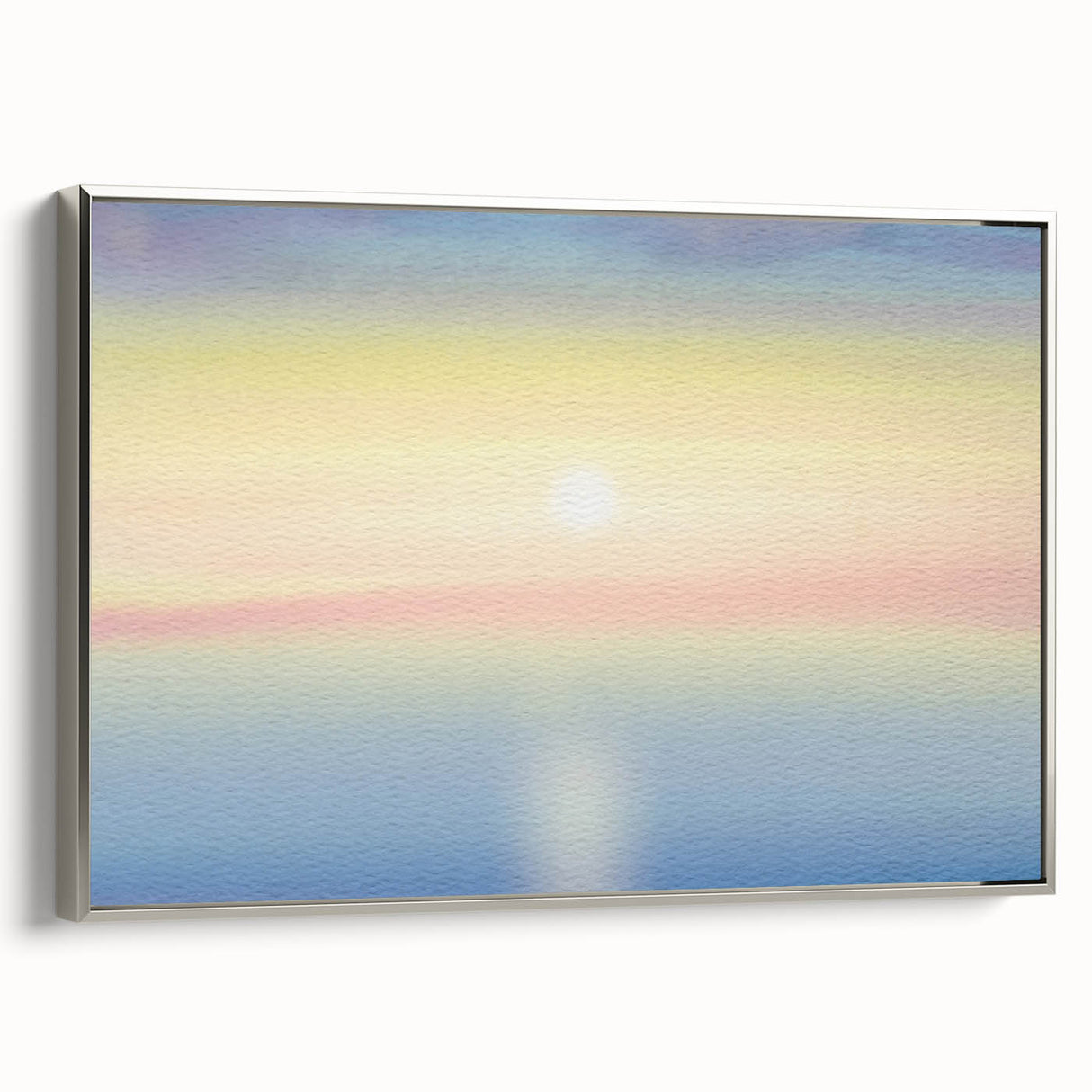 Minimalist Coastal Landscape Art – Pastel Ocean Sunrise Serenity