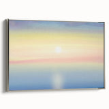 Minimalist Coastal Landscape Art – Pastel Ocean Sunrise Serenity