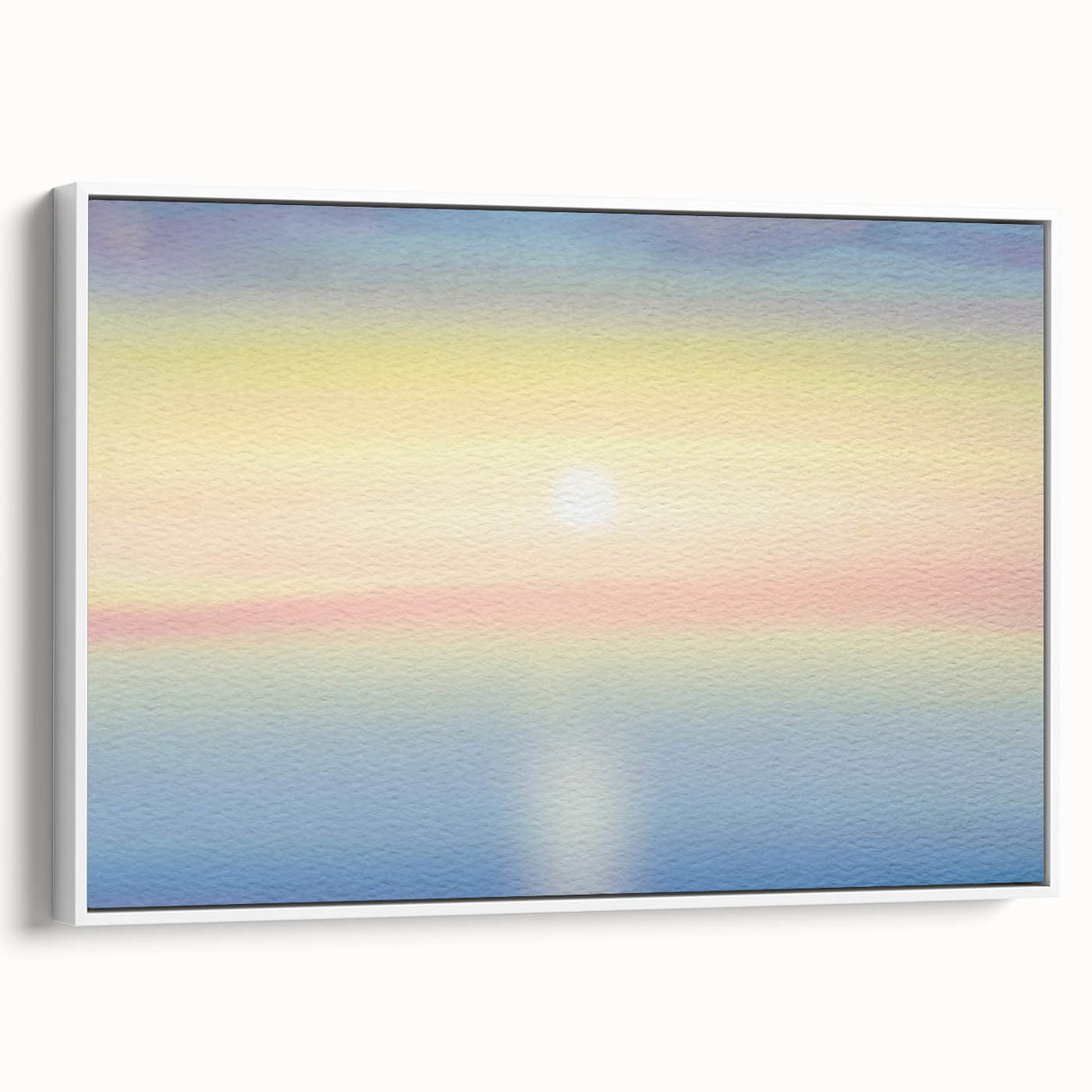 Minimalist Coastal Landscape Art – Pastel Ocean Sunrise Serenity