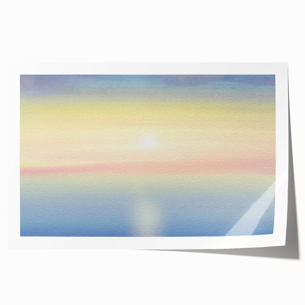 Minimalist Coastal Landscape Art – Pastel Ocean Sunrise Serenity