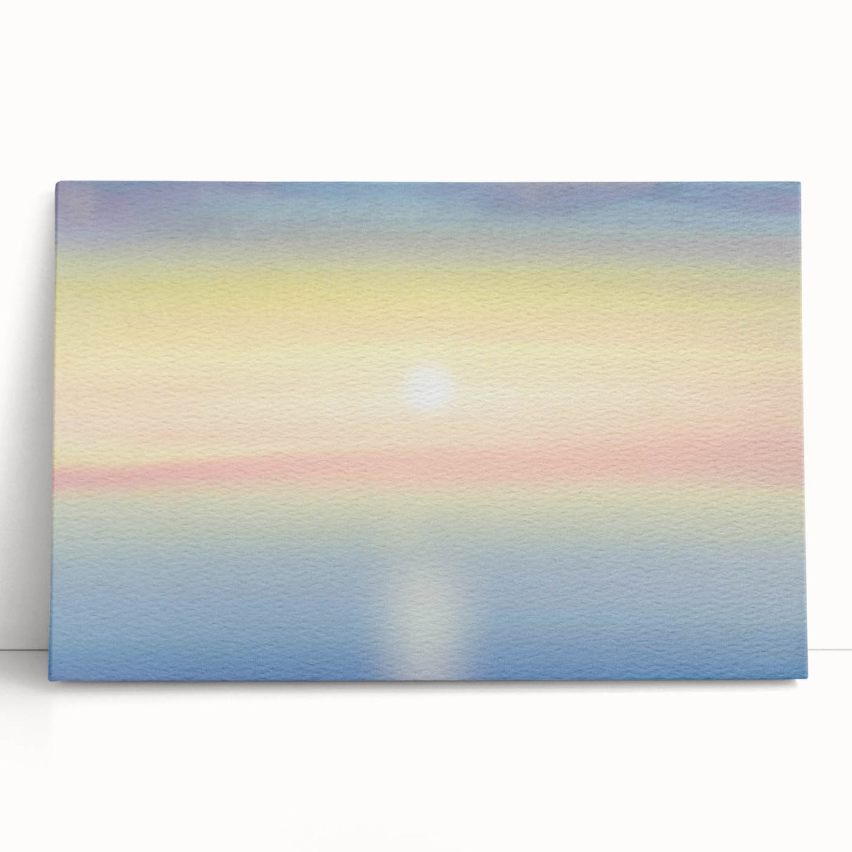 Minimalist Coastal Landscape Art – Pastel Ocean Sunrise Serenity