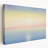 Minimalist Coastal Landscape Art – Pastel Ocean Sunrise Serenity