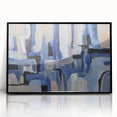 Geometric Abstract Paintings - Blue & Beige Modern Wall Art