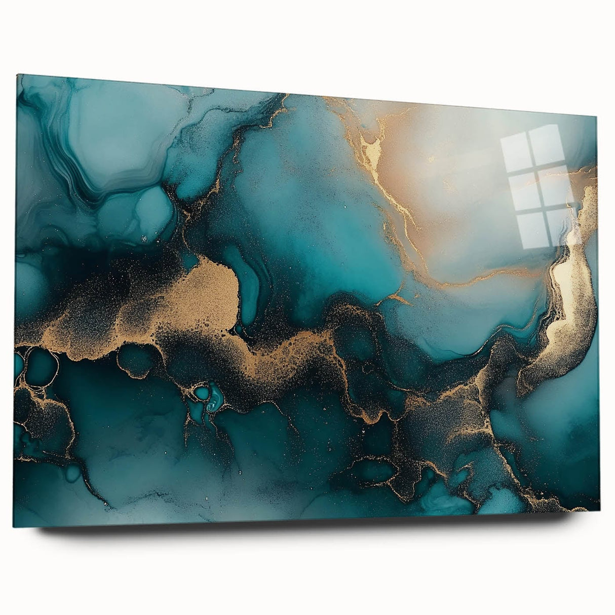 Ocean Veins – Fluid Art Paintings for Walls in Teal and Gold