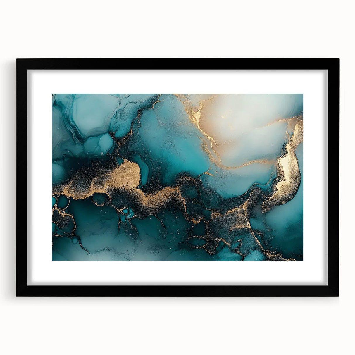 Ocean Veins – Fluid Art Paintings for Walls in Teal and Gold