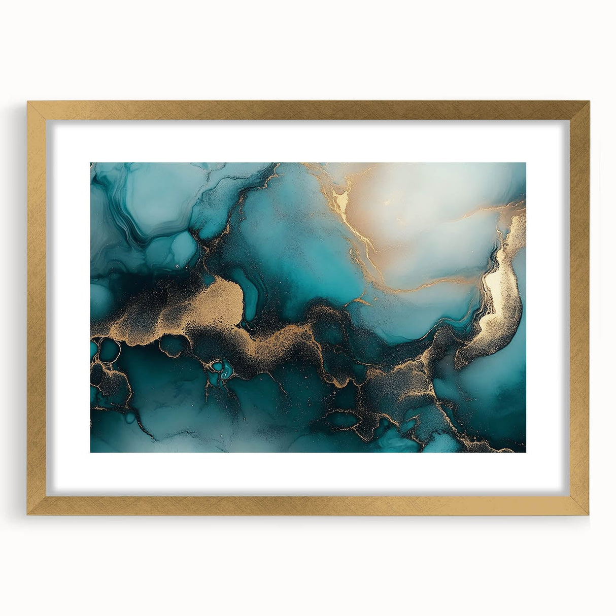 Ocean Veins – Fluid Art Paintings for Walls in Teal and Gold
