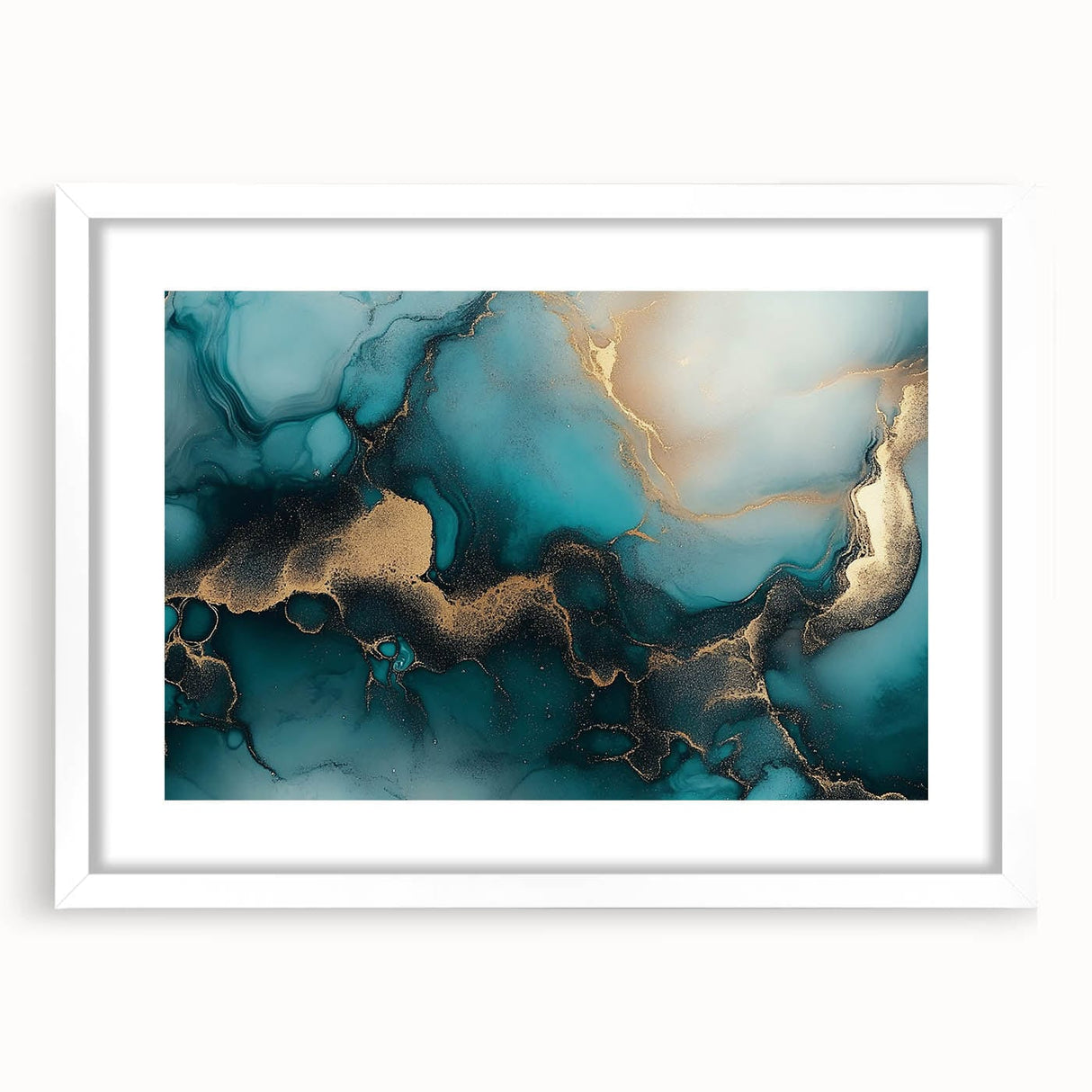 Ocean Veins – Fluid Art Paintings for Walls in Teal and Gold