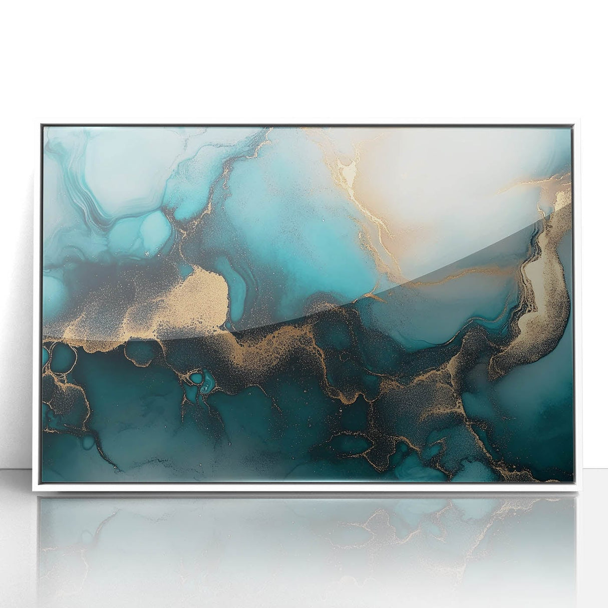 Ocean Veins – Fluid Art Paintings for Walls in Teal and Gold