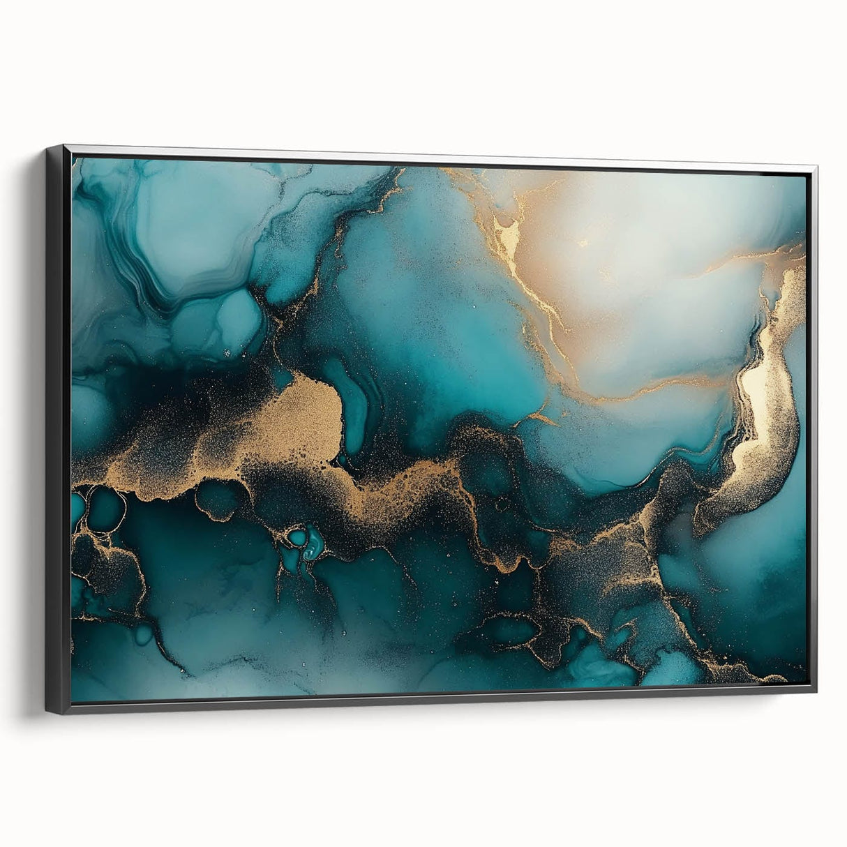 Ocean Veins – Fluid Art Paintings for Walls in Teal and Gold