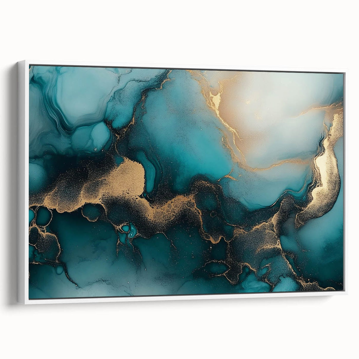 Ocean Veins – Fluid Art Paintings for Walls in Teal and Gold