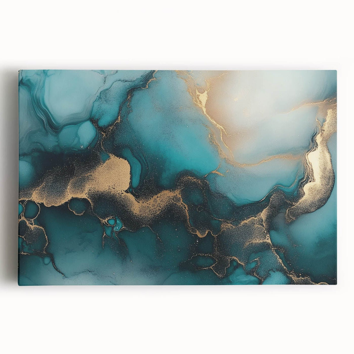 Ocean Veins – Fluid Art Paintings for Walls in Teal and Gold