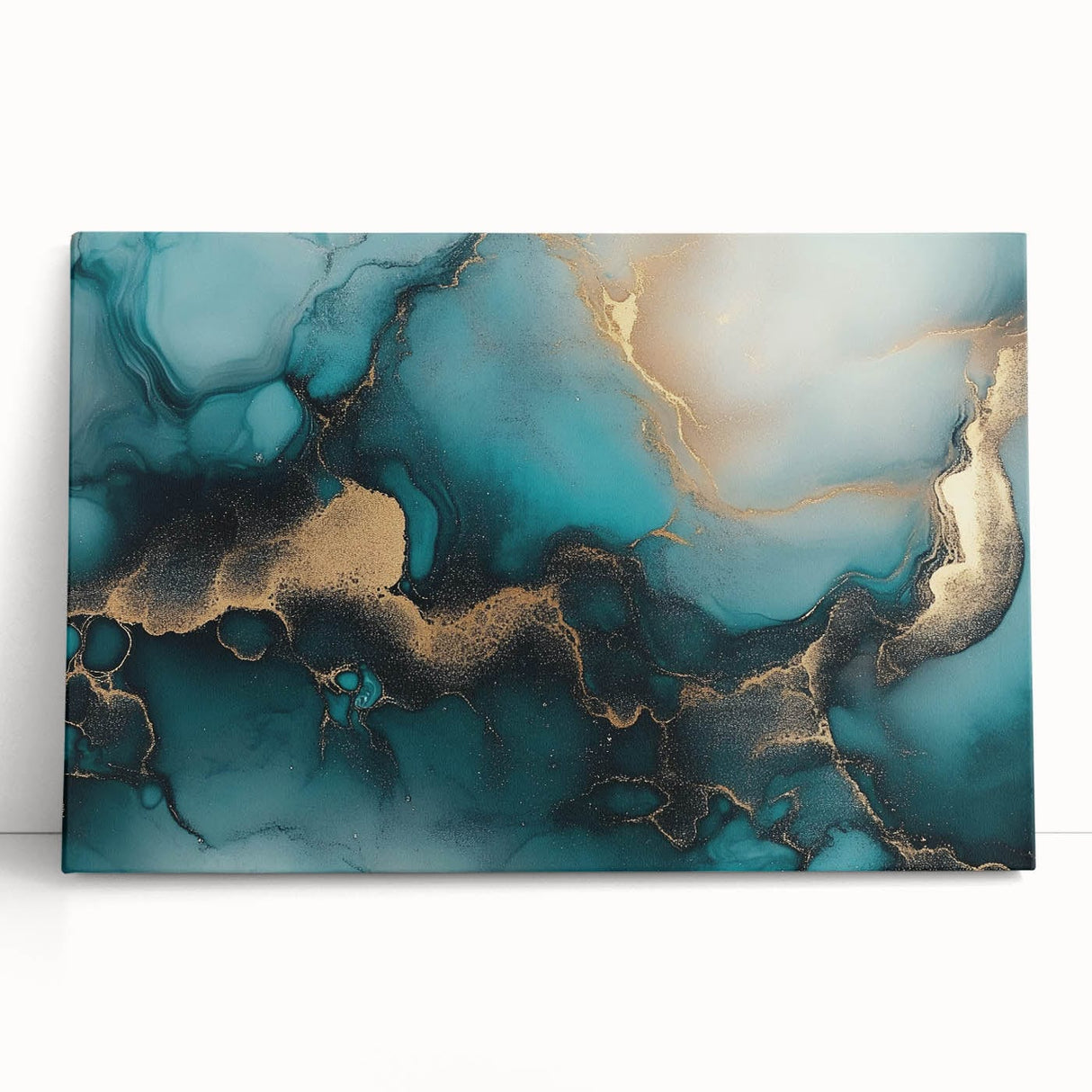 Ocean Veins – Fluid Art Paintings for Walls in Teal and Gold