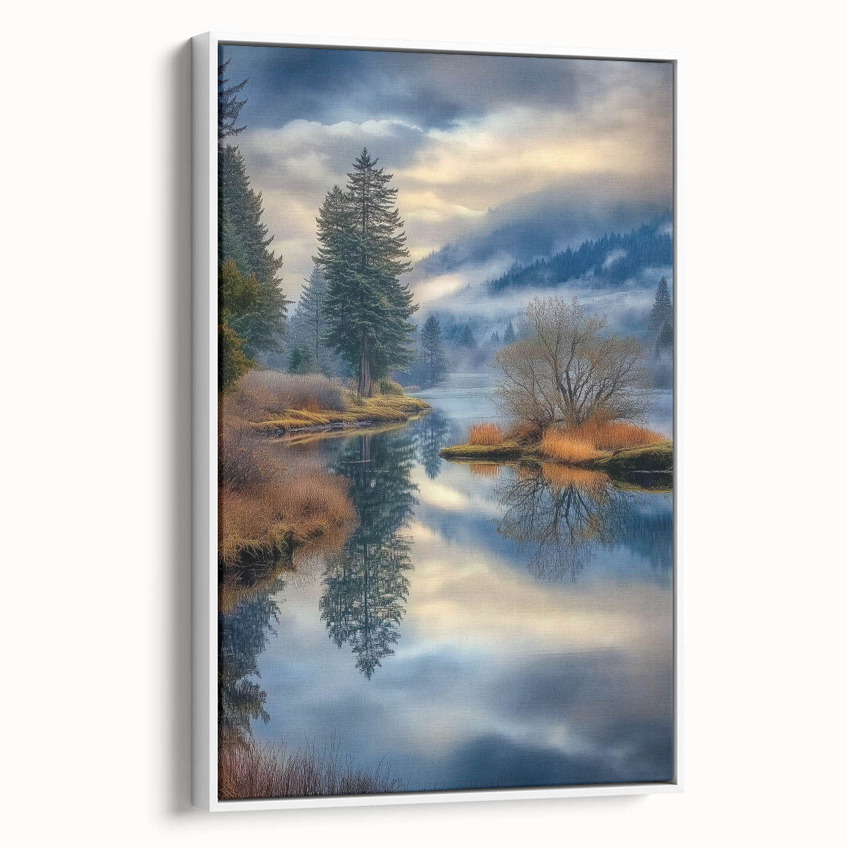 Misty Lake Reflection - Fine Art Photography Canvas Prints