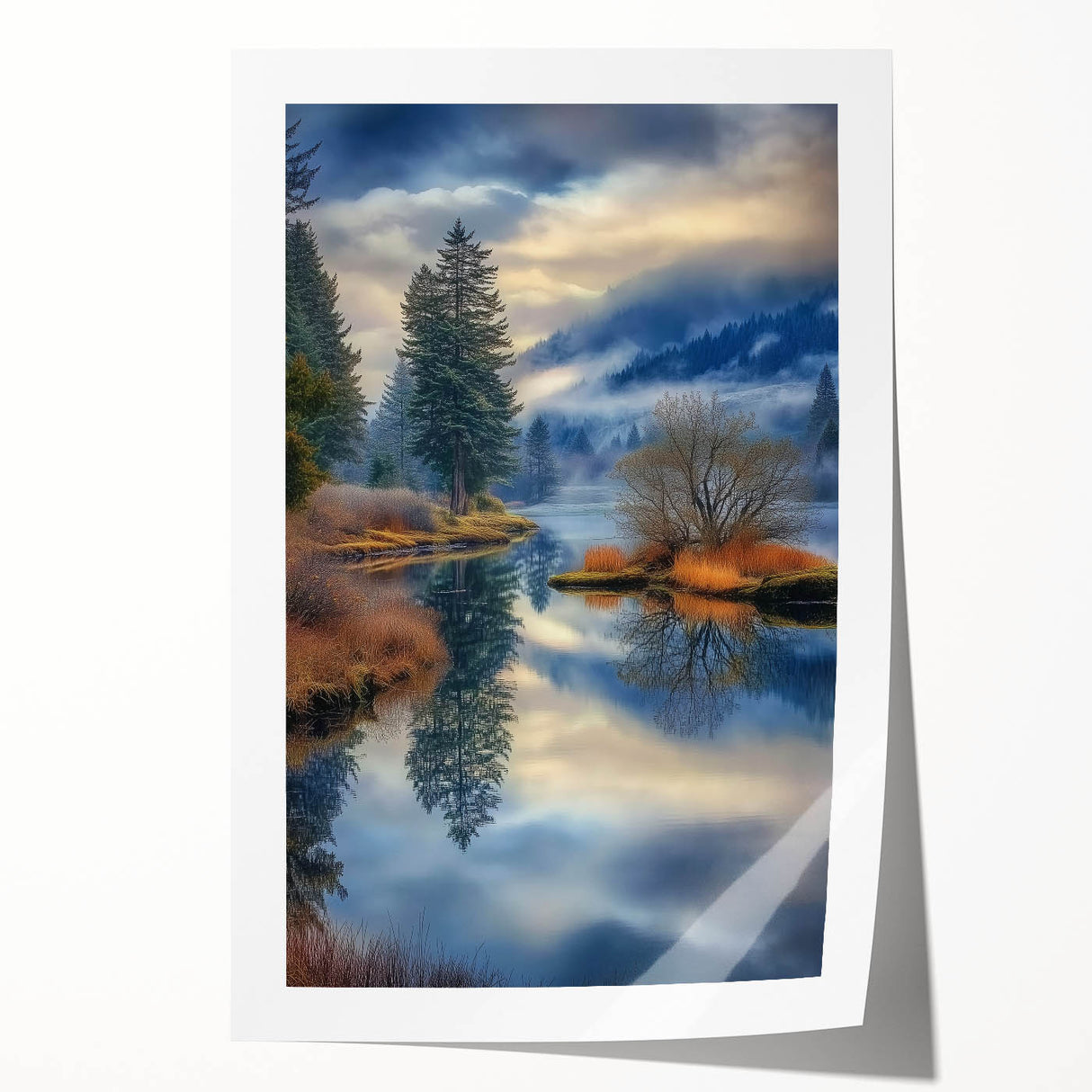 Misty Lake Reflection - Fine Art Photography Canvas Prints