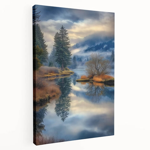 Misty Lake Reflection - Fine Art Photography Canvas Prints
