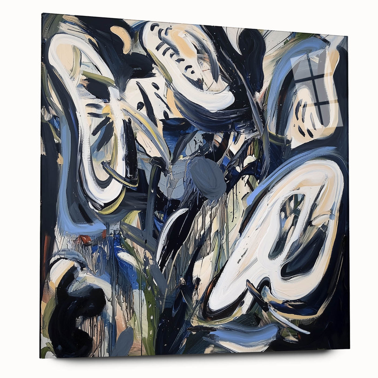 Abstract Art for Sale - Bold Black & Blue Contemporary Painting