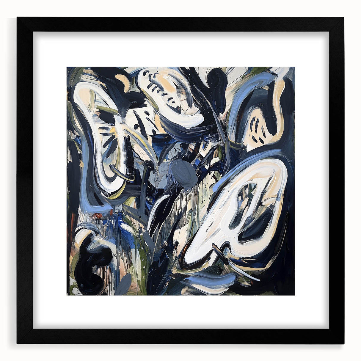 Abstract Art for Sale - Bold Black & Blue Contemporary Painting