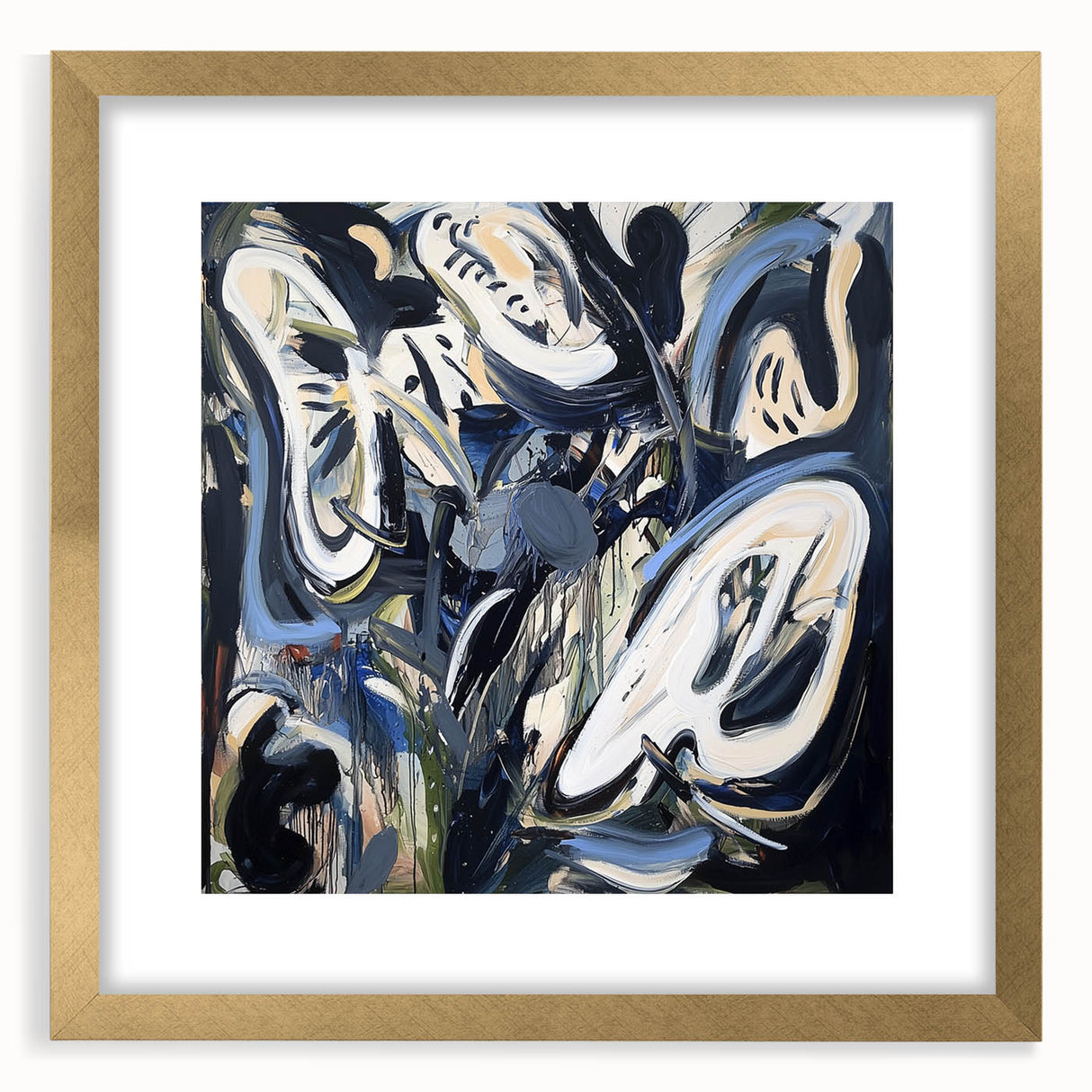 Abstract Art for Sale - Bold Black & Blue Contemporary Painting