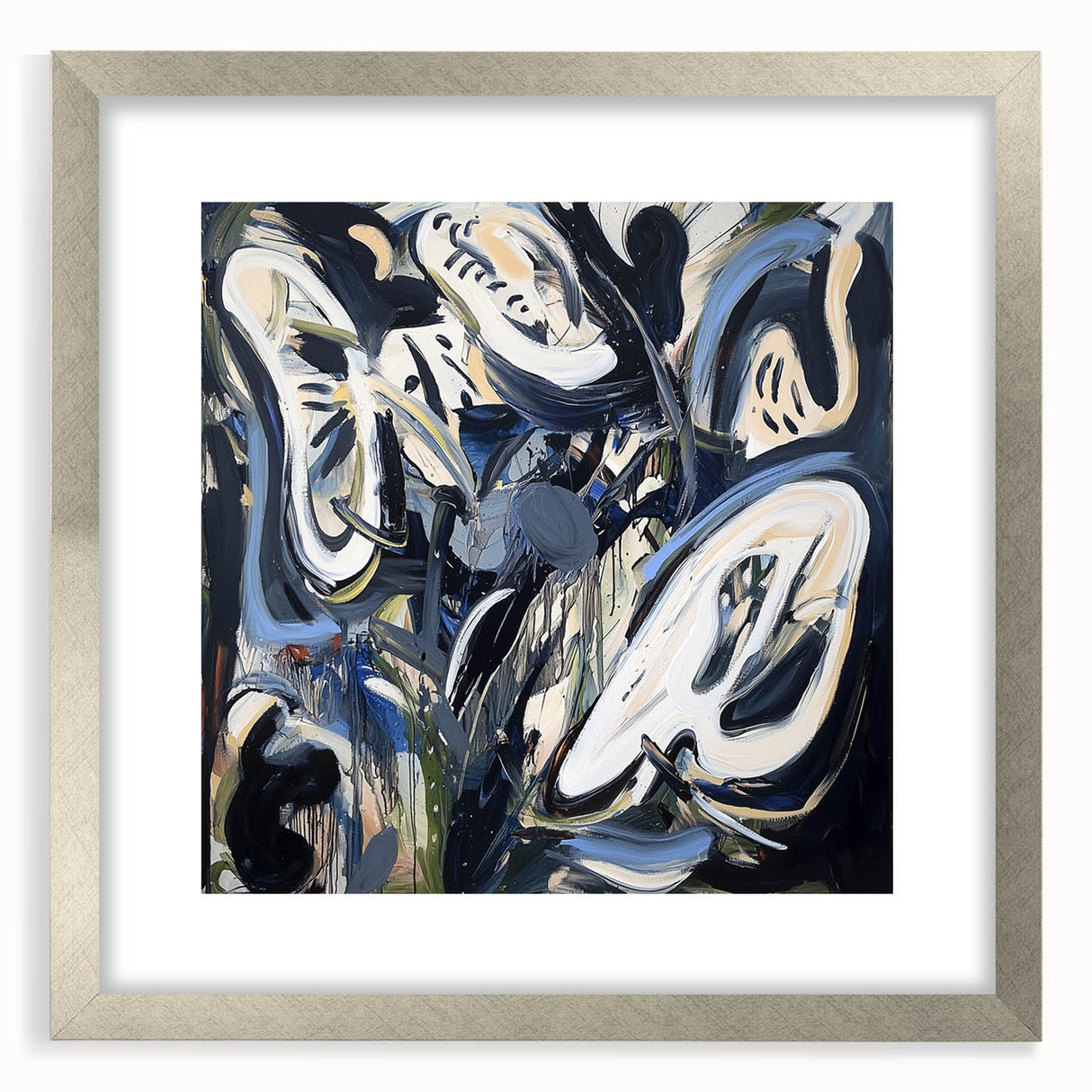 Abstract Art for Sale - Bold Black & Blue Contemporary Painting