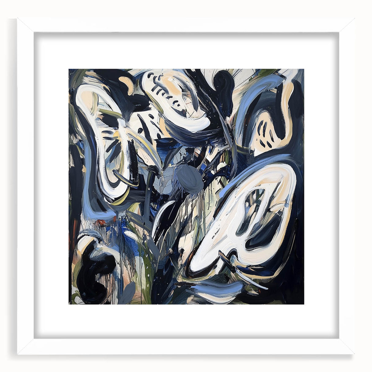 Abstract Art for Sale - Bold Black & Blue Contemporary Painting