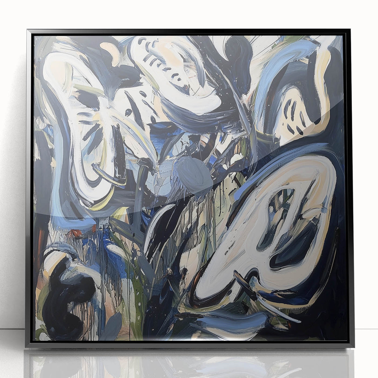 Abstract Art for Sale - Bold Black & Blue Contemporary Painting