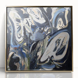 Abstract Art for Sale - Bold Black & Blue Contemporary Painting