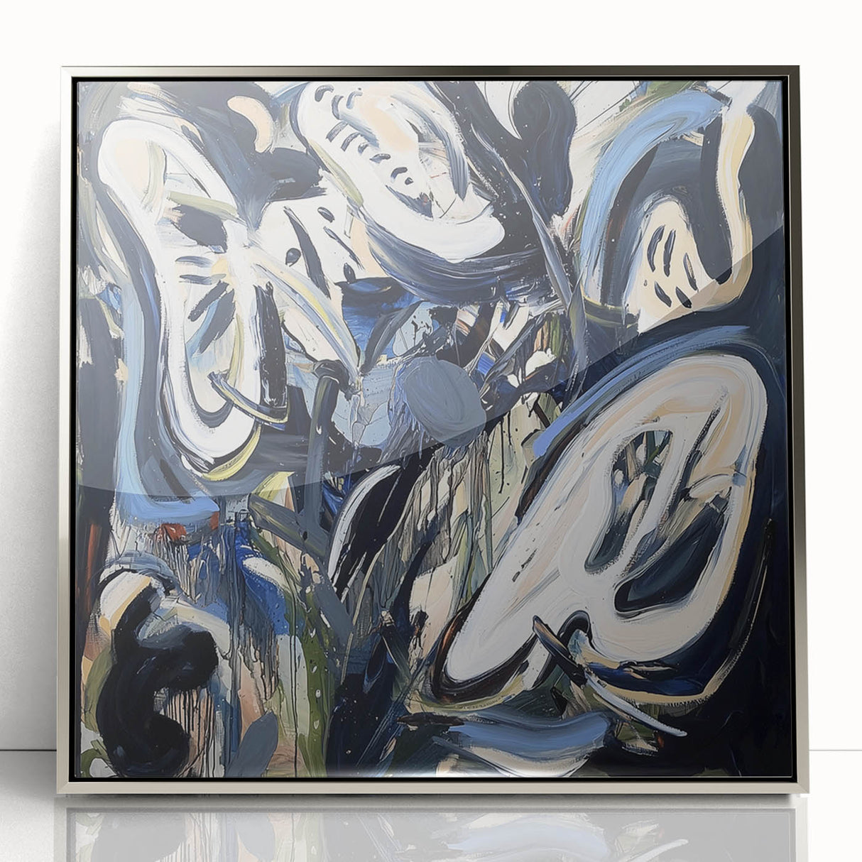 Abstract Art for Sale - Bold Black & Blue Contemporary Painting