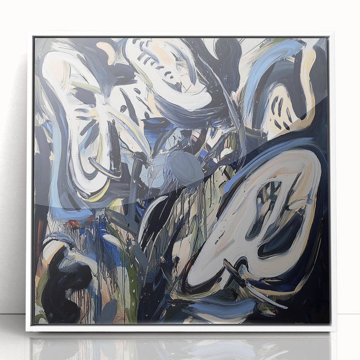 Abstract Art for Sale - Bold Black & Blue Contemporary Painting