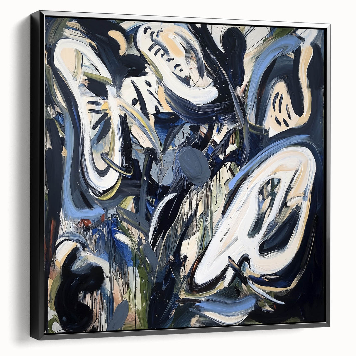 Abstract Art for Sale - Bold Black & Blue Contemporary Painting