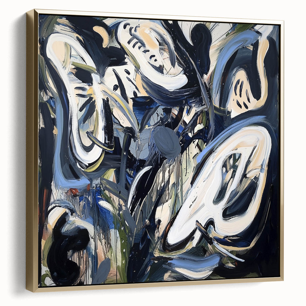 Abstract Art for Sale - Bold Black & Blue Contemporary Painting