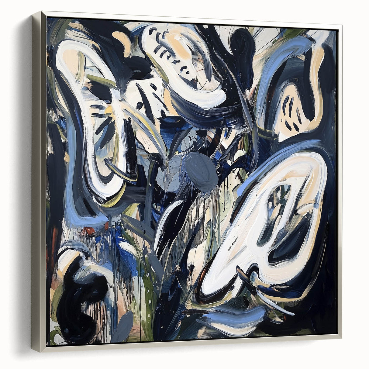 Abstract Art for Sale - Bold Black & Blue Contemporary Painting