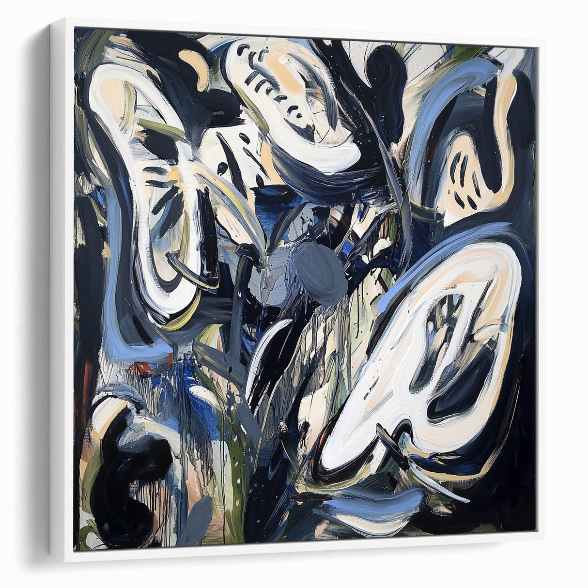 Abstract Art for Sale - Bold Black & Blue Contemporary Painting