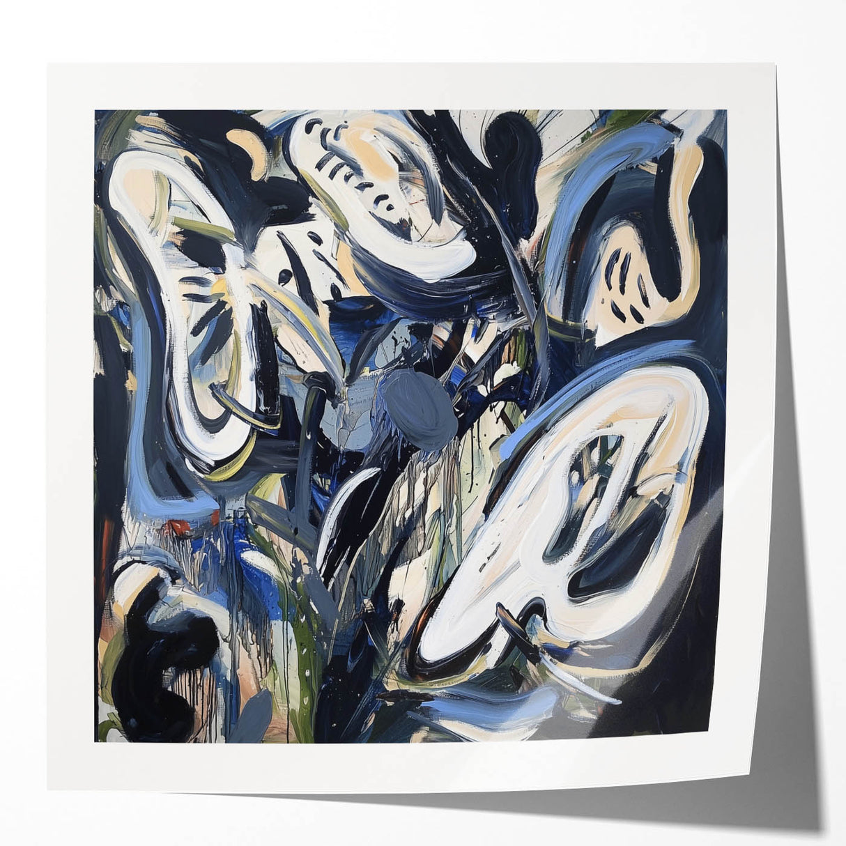 Abstract Art for Sale - Bold Black & Blue Contemporary Painting