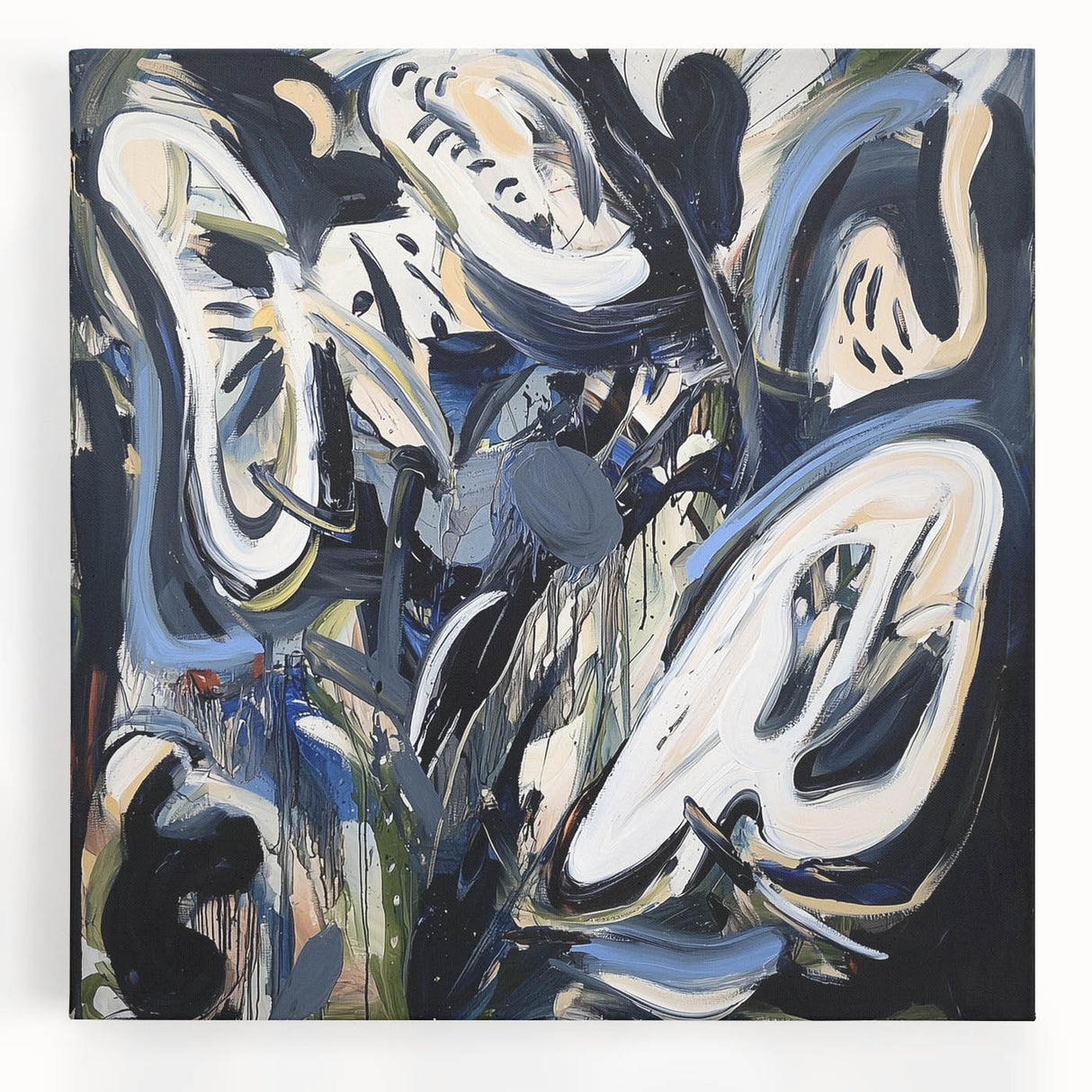 Abstract Art for Sale - Bold Black & Blue Contemporary Painting