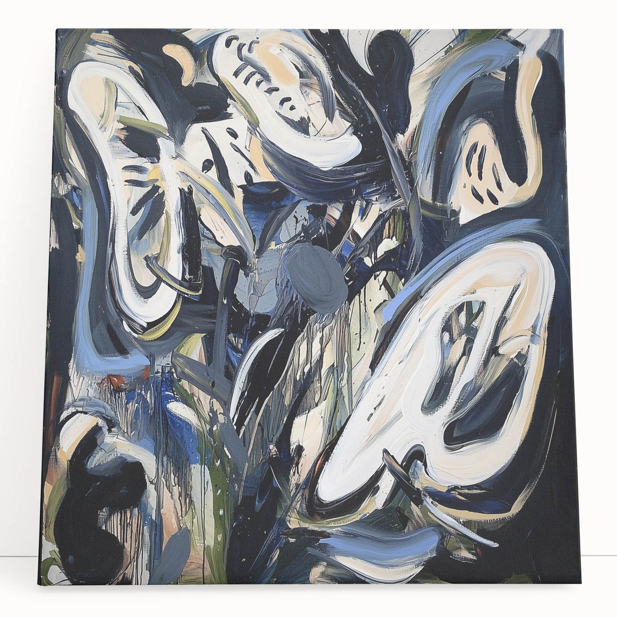 Abstract Art for Sale - Bold Black & Blue Contemporary Painting