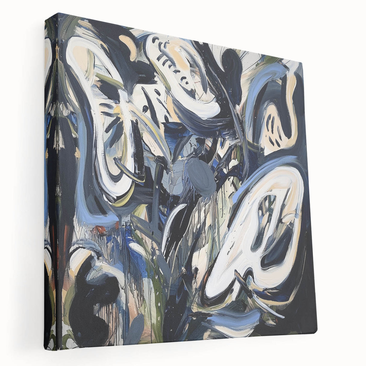 Abstract Art for Sale - Bold Black & Blue Contemporary Painting